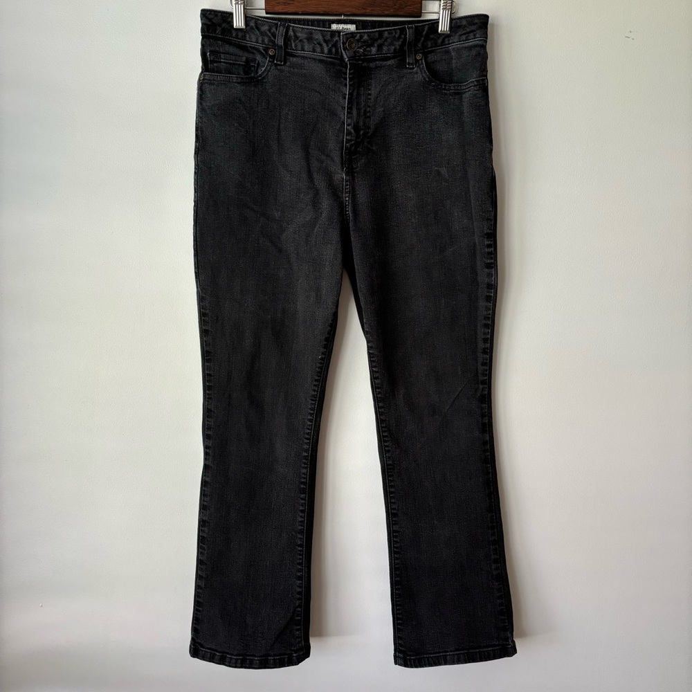 L.L. Bean Classic Jeans 14 Rinsed Black‎ Stretch Denim Straight Regular Faded